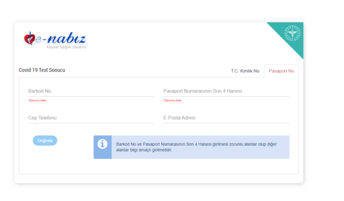 E-Nabızdan Korona Testine Nasıl Bakılır