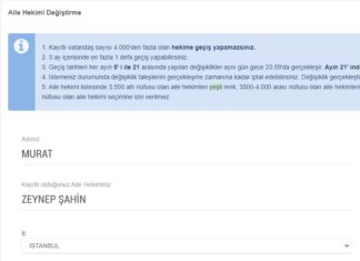 E-Nabız doktor değiştirme